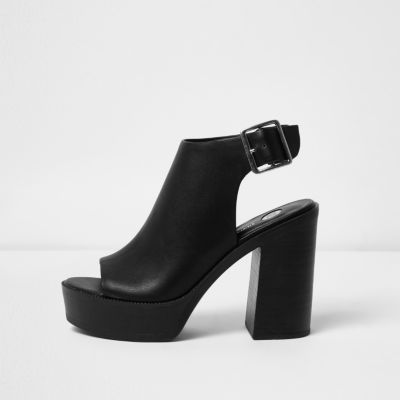 Black peep toe platform heel sandal